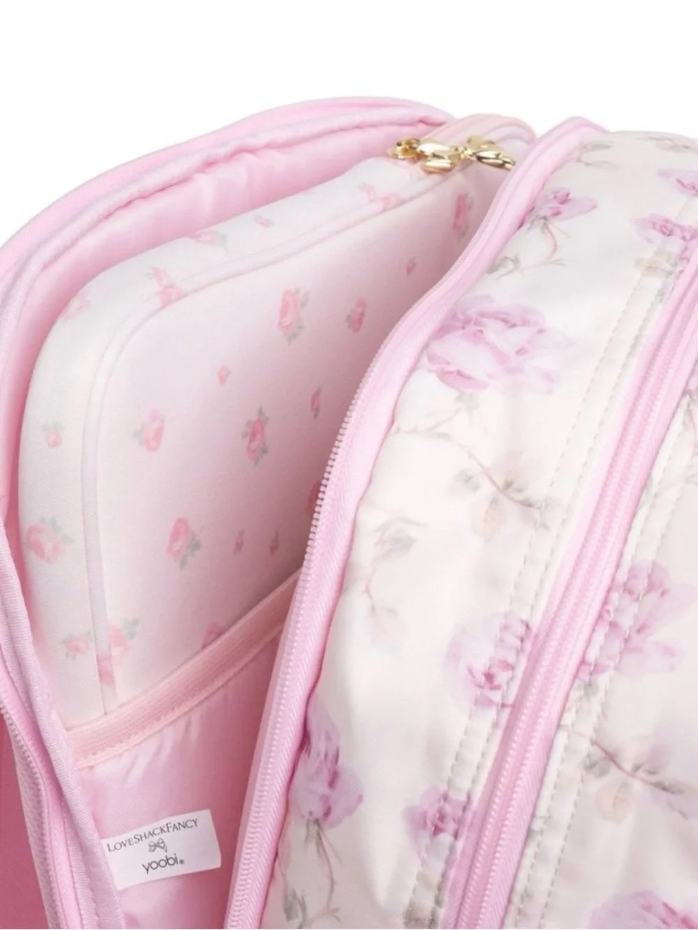 Loveshackfancy x target yoobi ribbon Rosa Pink Floral Quilted Backpack